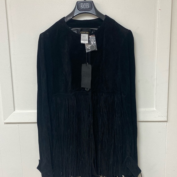 Plein Sud Jackets & Blazers - Plein Sud Paris Suede Black Jacket Fringe Rare New With Tag